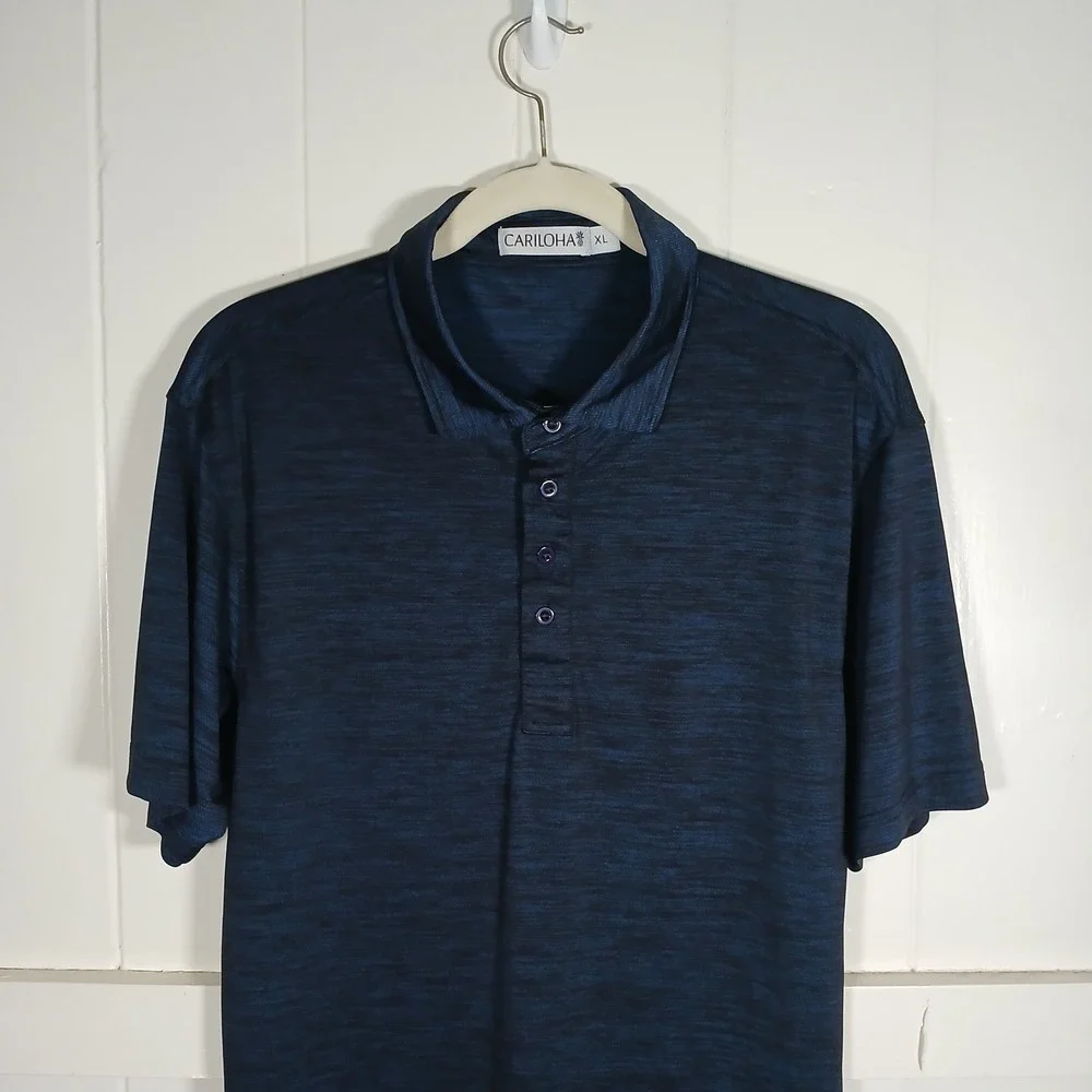 Cariloha Bamboo Polo Shirt Mens XL Navy Blue Space Dye Short Sleeve Pineapple - Picture 4 of 8
